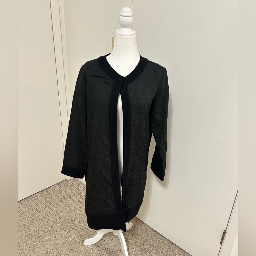 EILEEN FISHER Jacket S Women’s Black Single Button Front Textured Wool Blend